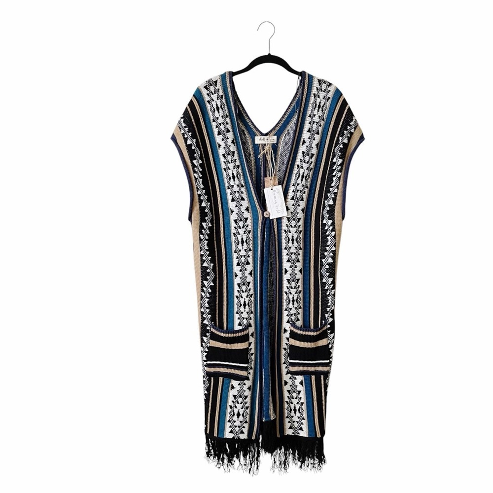 Selfie Couture Trendology Cardigan Vest Women’s Size M/L Long Boho Tribal NWT
